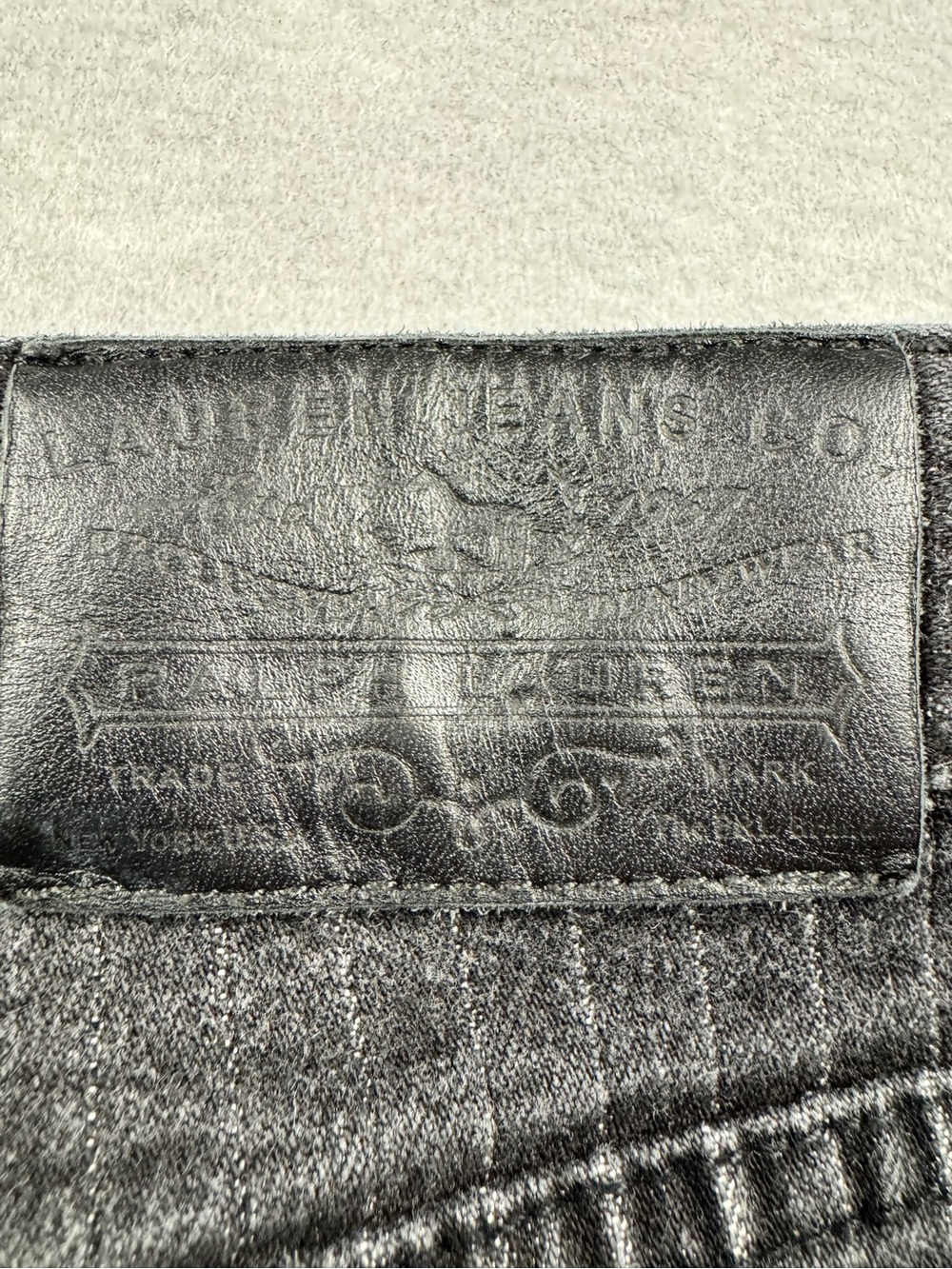 Lauren Jeans Co Gray White Pinstripe Womens 16 Straight Leg Denim Ralph Lauren - Picture 6 of 14